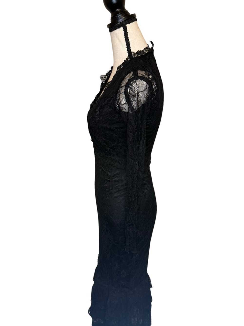 Rachel Parcell Black Lace V-Neck Long Sleeve Midi Dress - Picture 3 of 7